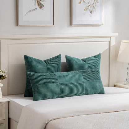 Fancy Homi Set of 2 Teal Boho Long Lumbar Body Decorative Throw Pillow Cover 14x36 Inch for Bed