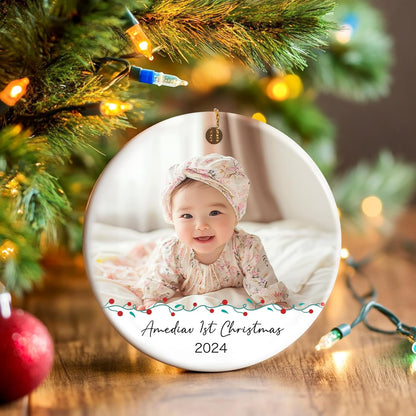 Personalized Photo Christmas Ornaments 2025 - Custom Baby First Christmas Ornament 2025, Customized