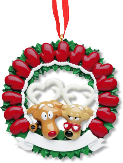 3D Couple Reindeer Family of 15 Ornament 2025 Personalized Family Christmas Ornaments 2025 Holiday