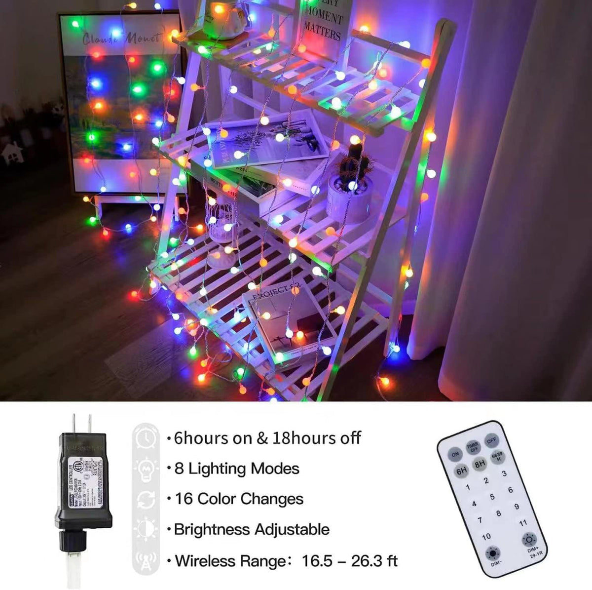Globe String Lights,Multicolor 116 Feet 200 led 11 Lighting Modes Fairy String Lights with