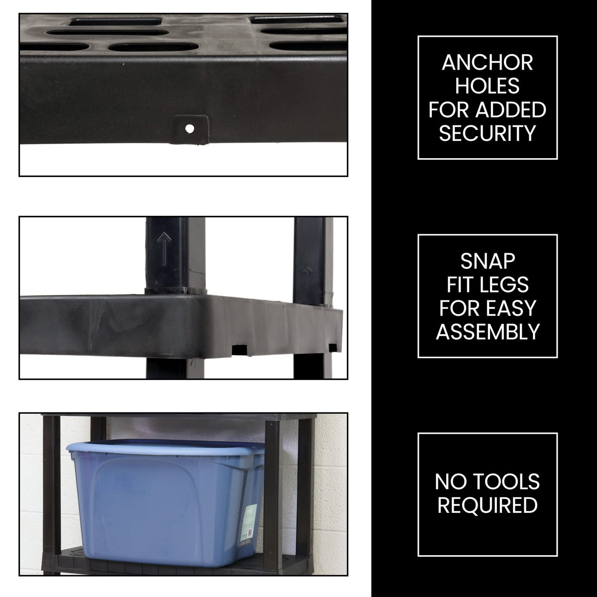 Koolatron Oskar Small Interlocking Shelving Unit, 5-Tier, Tool-Free Assembly, Heavy Duty Storage