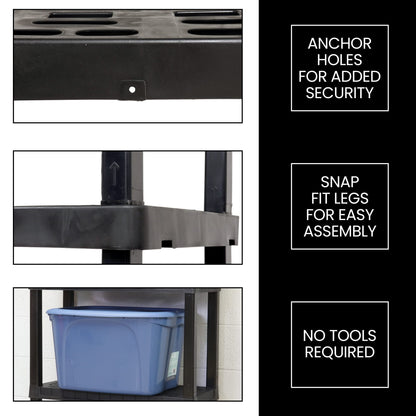 Koolatron Oskar Small Interlocking Shelving Unit, 5-Tier, Tool-Free Assembly, Heavy Duty Storage
