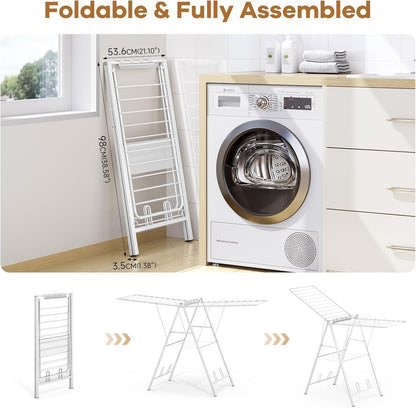 APEXCHASER Drying Rack for Clothing Foldable, Metal Laundry Rack Collapsible, Ultra Thin Gullwing