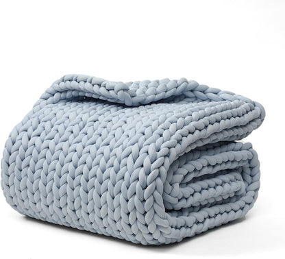 YnM Cooling Chunky Throw Blanket, Medium-Weight, Hand Knitted, Skin Friendly, Ventilated and