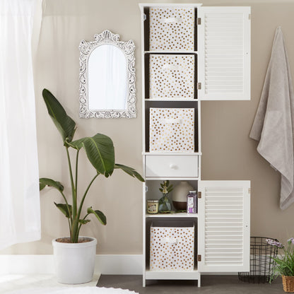 DII Woven Polyester Storage Bin, Polka Dot, White & Gold, Small Set of 4