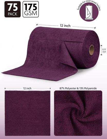 Fantasticlean Microfiber Cleaning Cloth Roll -75 Pack, Tear Away Microfiber Towels, 12" x 12"