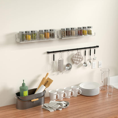 Acrylic Spice Rack Wall Mount, Hanging Spice Shelf Racks for Seasonings, Kitchen Spice Jars Wall