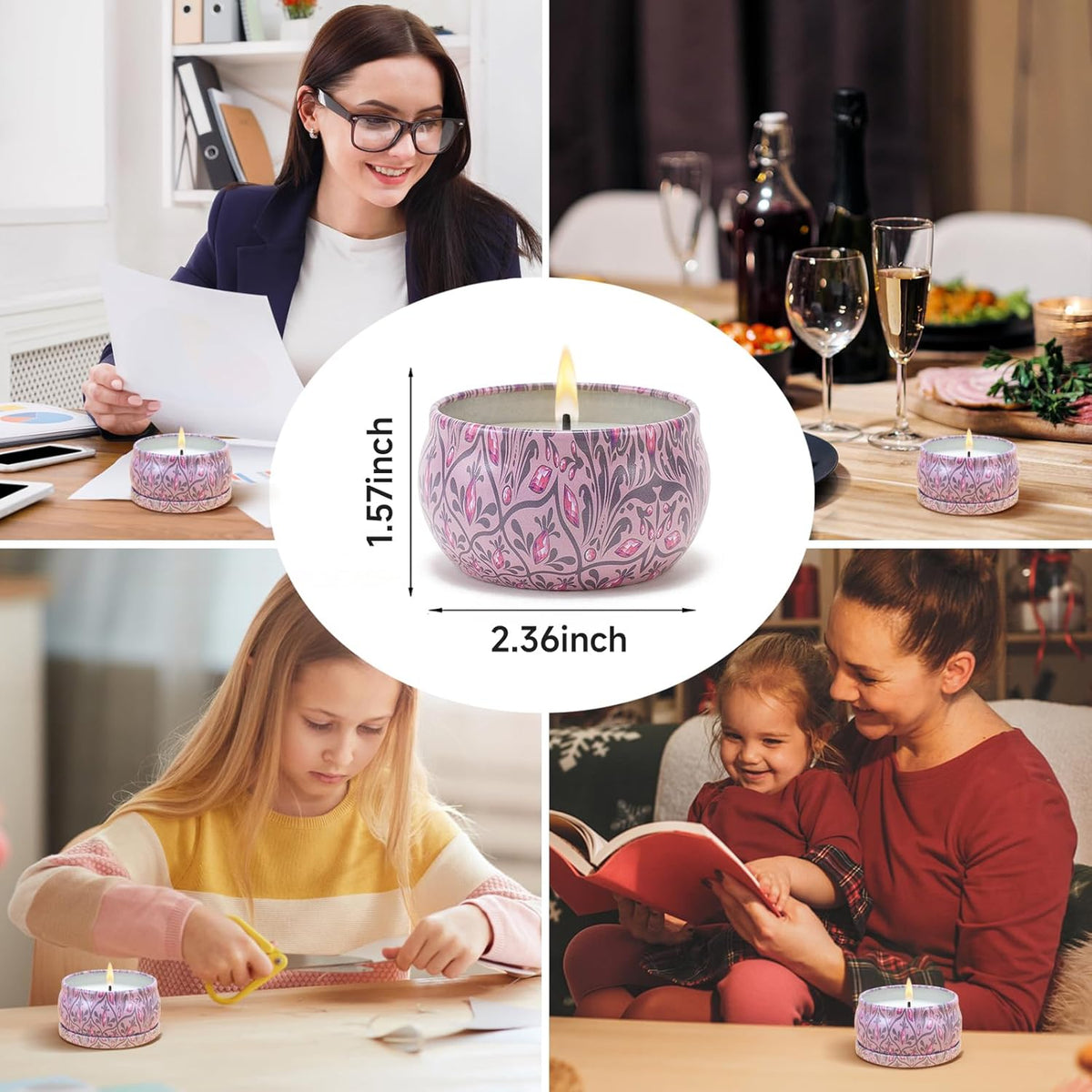 Candles Gifts for Women 3 Pack 2.5 oz Natural Floral Lavender Cherry and Rose Candles Set