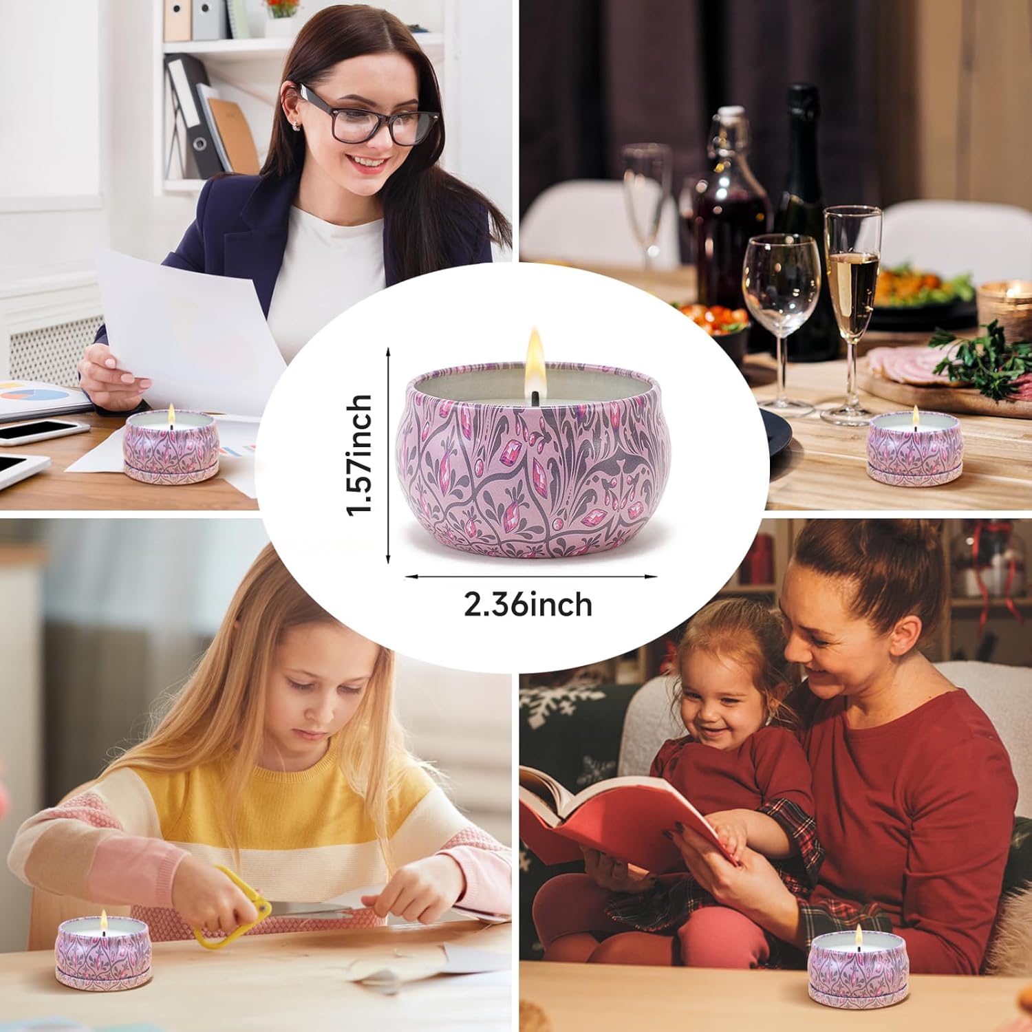 Candles Gifts for Women 3 Pack 2.5 oz Natural Floral Lavender Cherry and Rose Candles Set