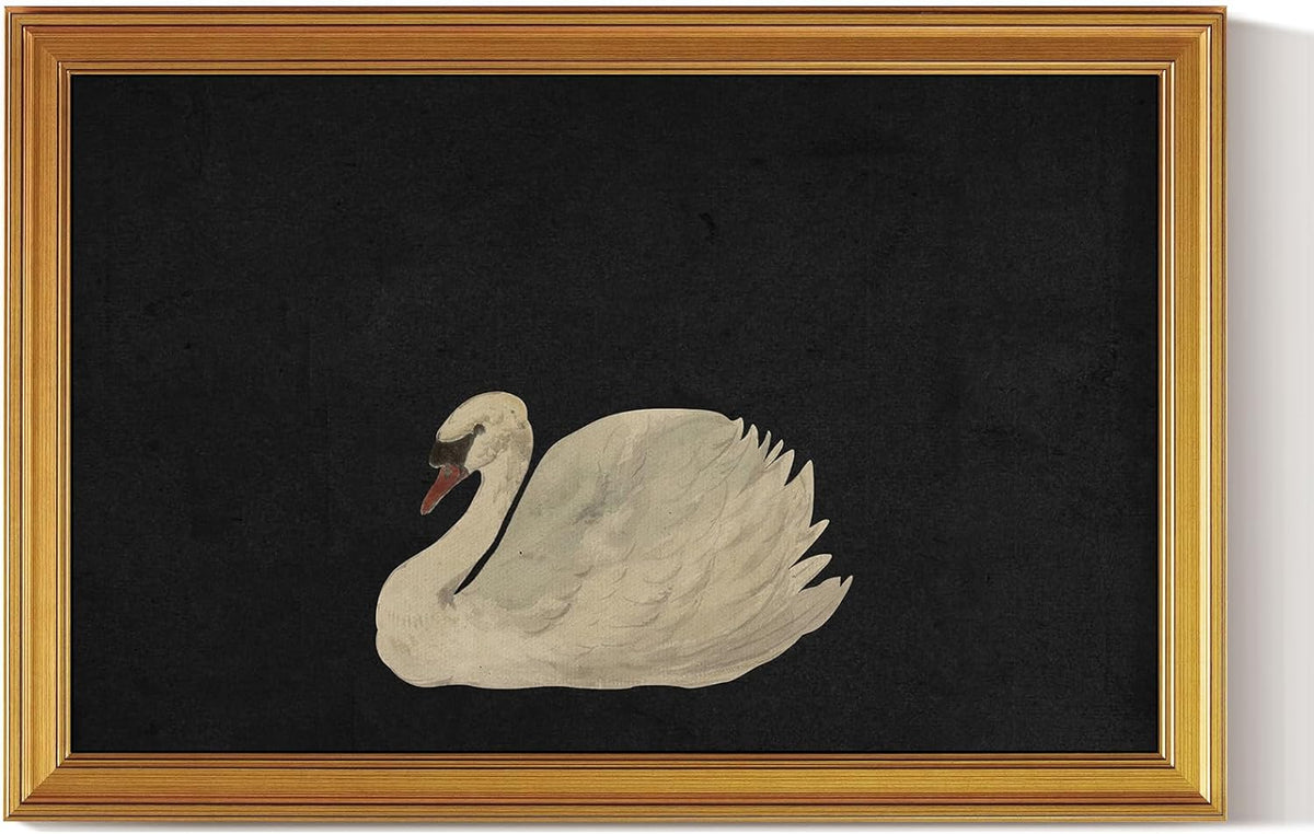 HUARCEY Gold Framed Vintage Wall Art for Living Room, Grace Swan Art Painting Pictures Animal