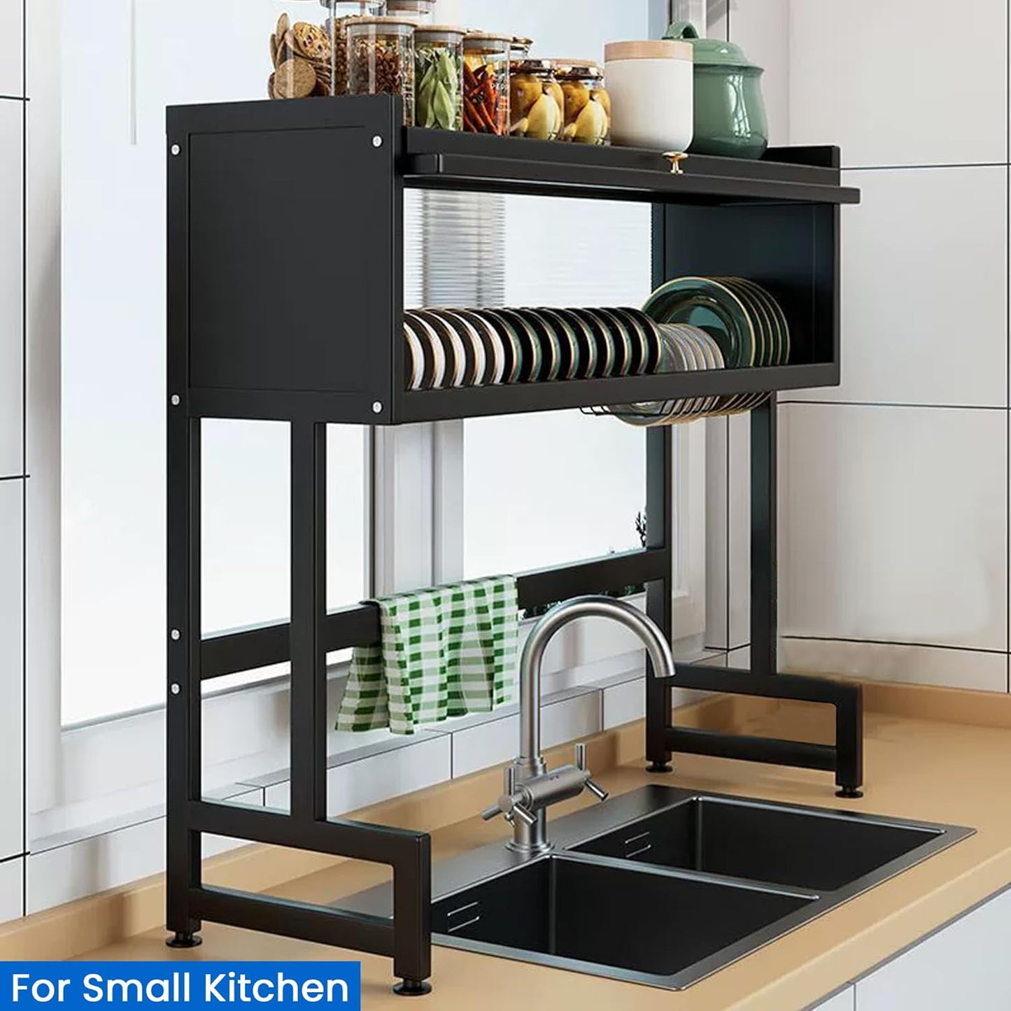 Dish Drying Rack, 3-Tier Over Sink Dish Drying Rack, 33.5" Over Sink Dish Rack for Small Kitchen