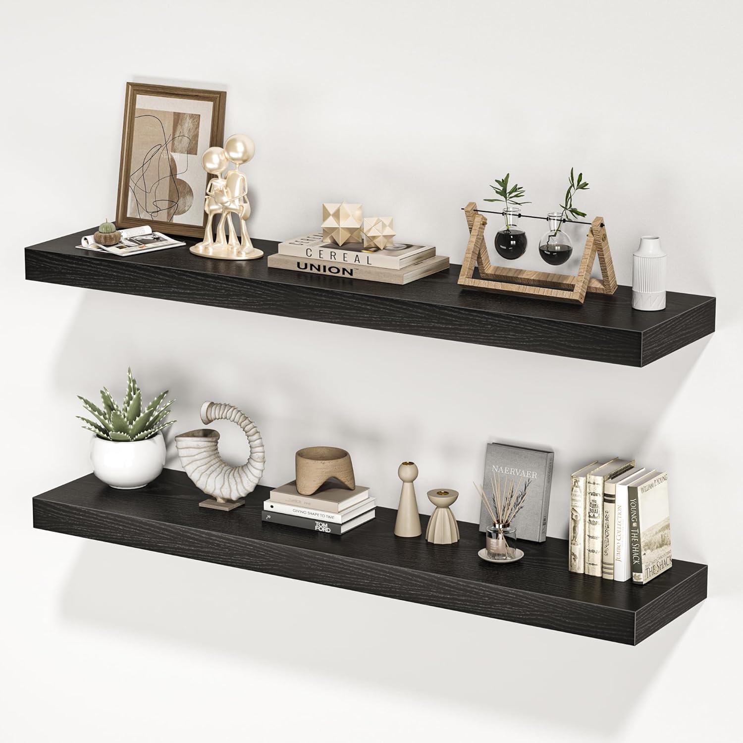 Floating Shelves for Wall, 40" W x 8" D x 1.5" H, Wooden Wall Mounted Display Shelves with