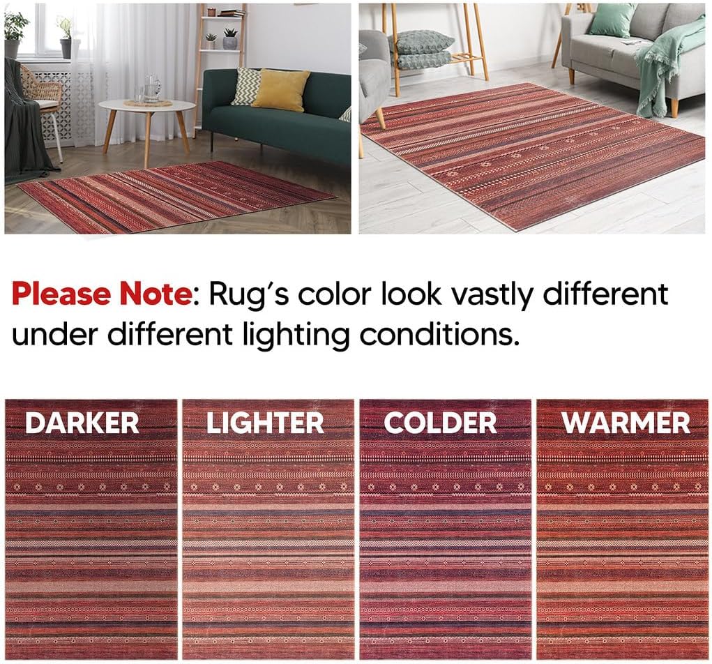 Keen Home Design 6x9 Rug - Machine Washable Area Rug with Non-Slip Backing, Ideal for Living Room
