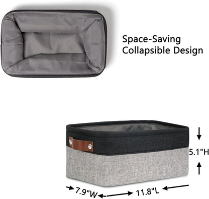 DULLEMELO Small Storage Baskets for Shelves, Small Fabric Collapsible Rectangular Storage Bins for