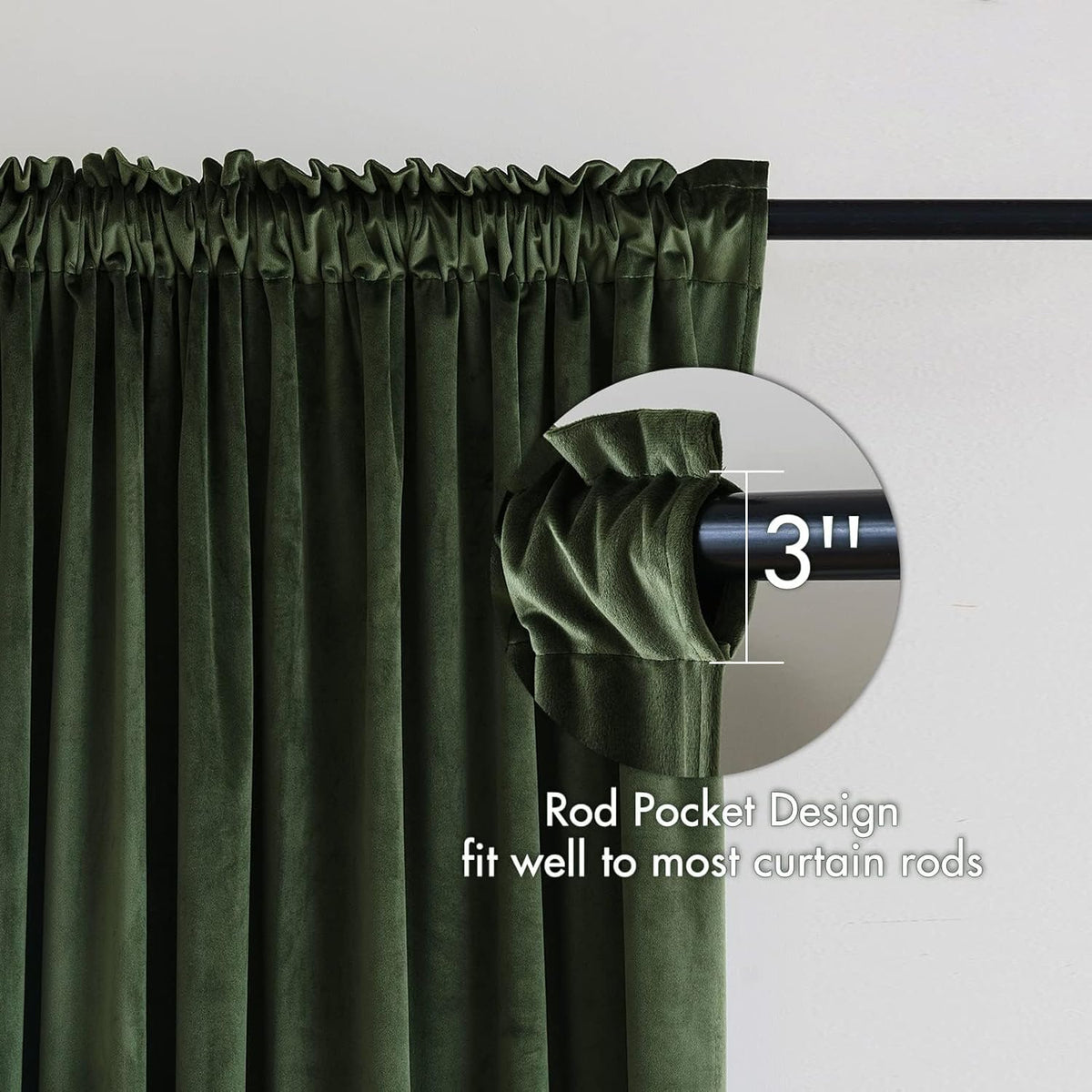 MIULEE Olive Green Velvet Curtains 84 Inches Long, Extra Wide Blackout Drapes for Bedroom Living