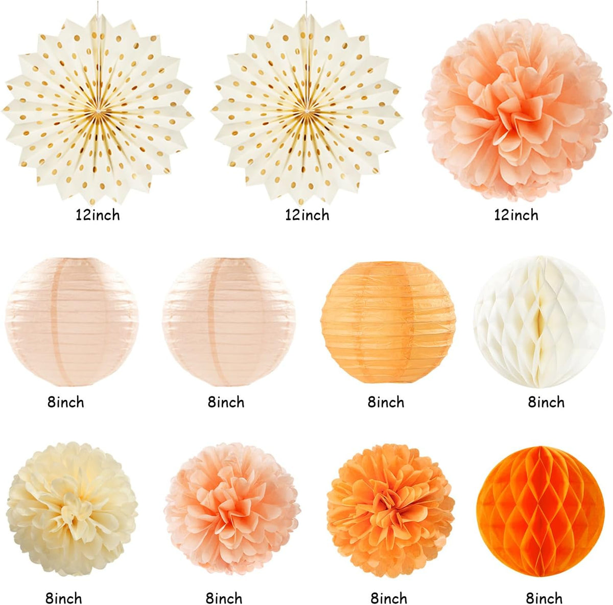 Orange-Beige Fal Boho Birthday Party-Decorations - 21pcs Autumn One Two Sweet Peach Happy