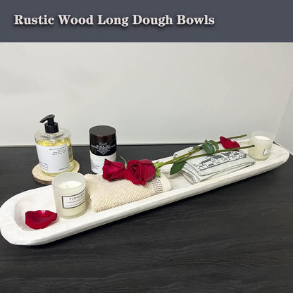 Wooden Dough Bowl Decor, Vintage Wooden Bowl Hand Carved Home Decor for Dining Table Center, Living