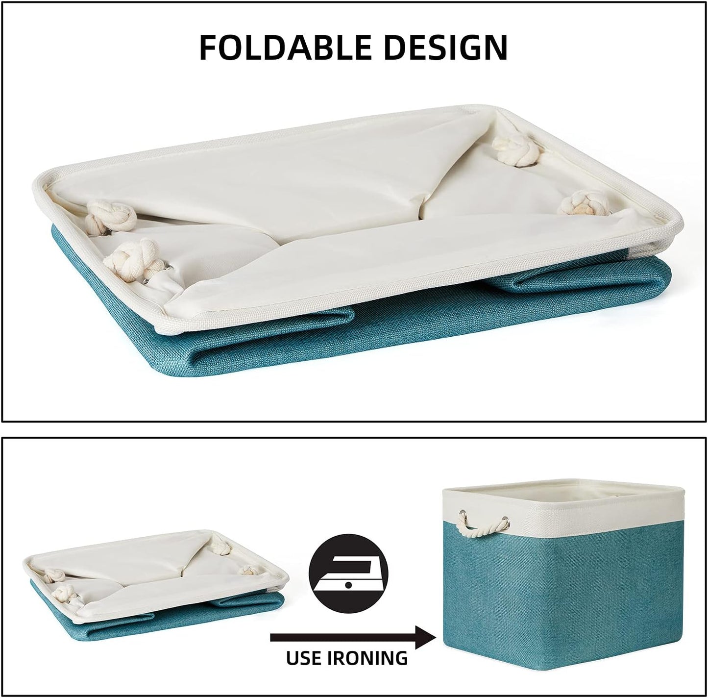 Bidtakay Foldable Storage Bins Set of 2 Tall Cloth Baskets 16" X 11.8" X 11.8" Decorative