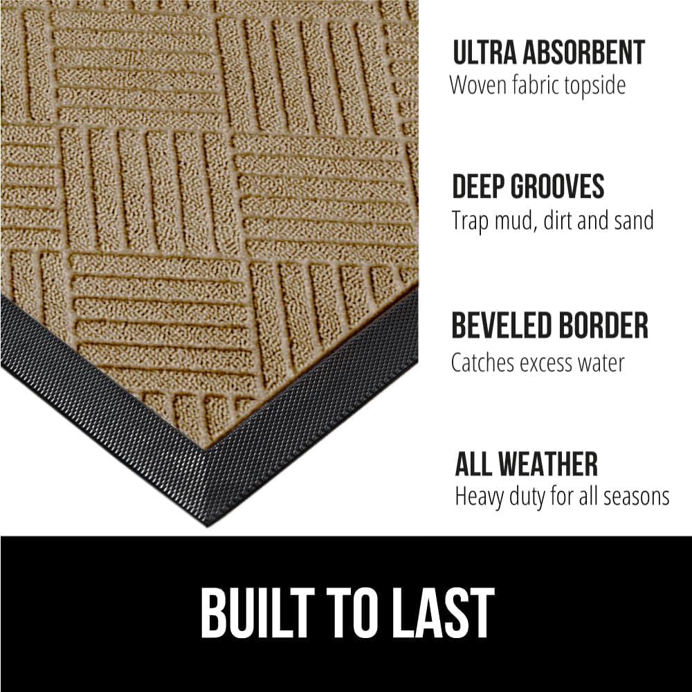GORILLA GRIP 100% Waterproof All-Season WeatherMax Doormat US Designed Natural Rubber, Stain and