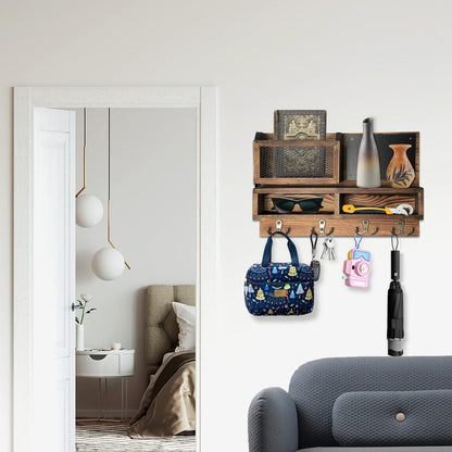 Key Holder for Wall, Mail Organizer Wall Mount with Key Hooks and Wallet Holder, Sunglasses Storage