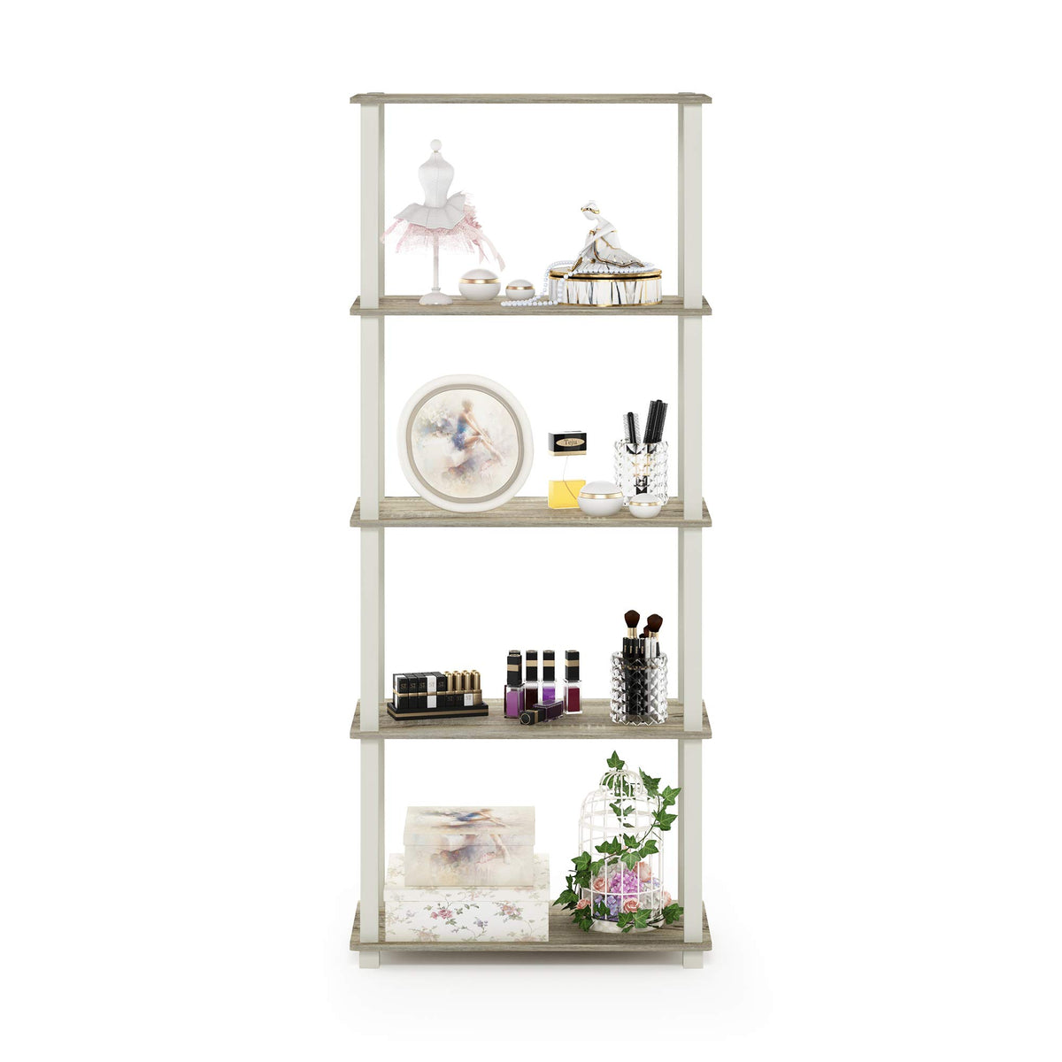 Furinno Turn-N-Tube 5-Tier Multipurpose Shelf / Display Rack / Storage Shelf / Bookshelf, Square