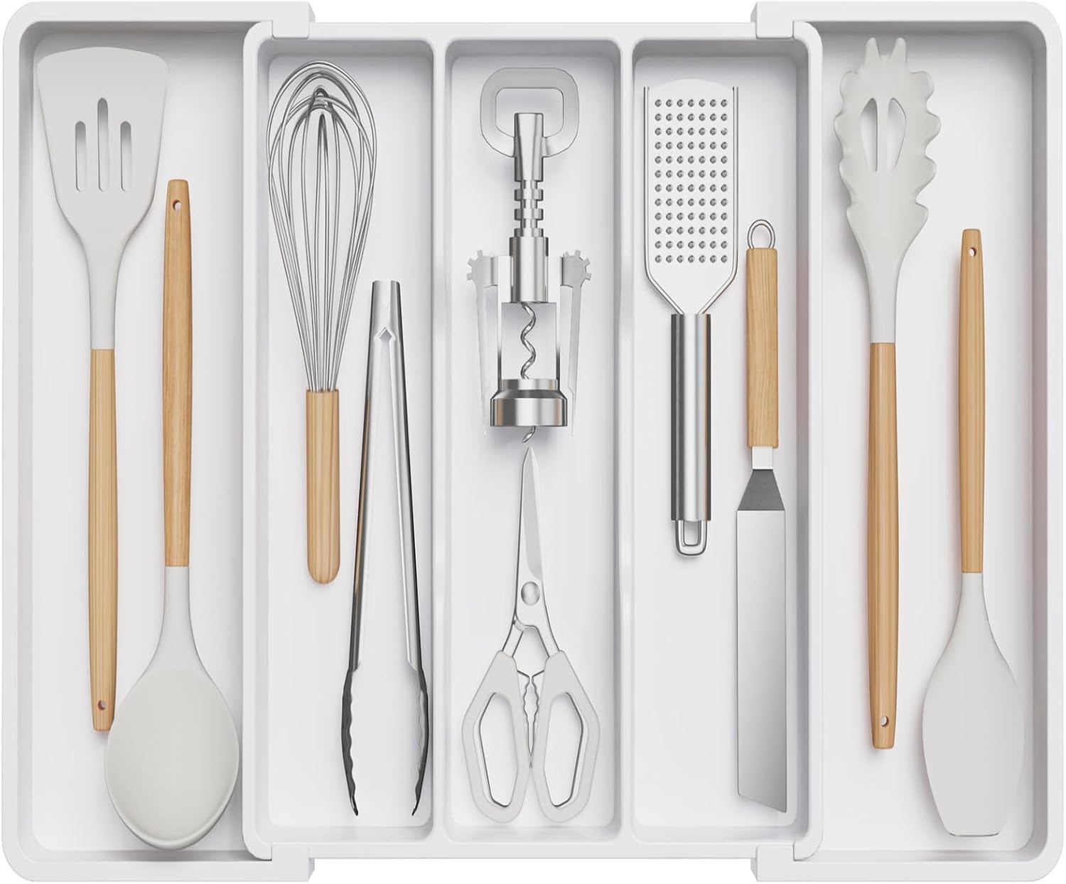 Lifewit Utensil Organizer for Kitchen Drawers, Expandable from 13‘’ to 22.4'', 15'' Depth, Plastic