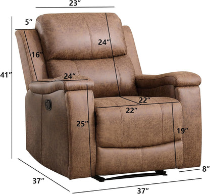 EBELLO Recliner Chair, Single Overstuffed Sofa Recliner, Breathable Faux Leather Manual Reclining