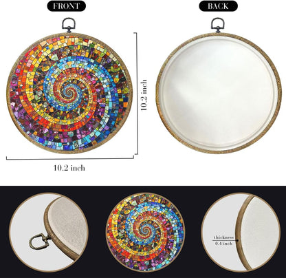 Colorful Glass Style Colorful Geometric Decoration Gift for Art Lovers Framed Round Wall Decor