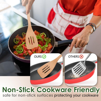 Wooden Spoons for Cooking, 8 Pcs Beech Wood Wooden Kitchen Cooking Spoon Utensil Tools Set Includes