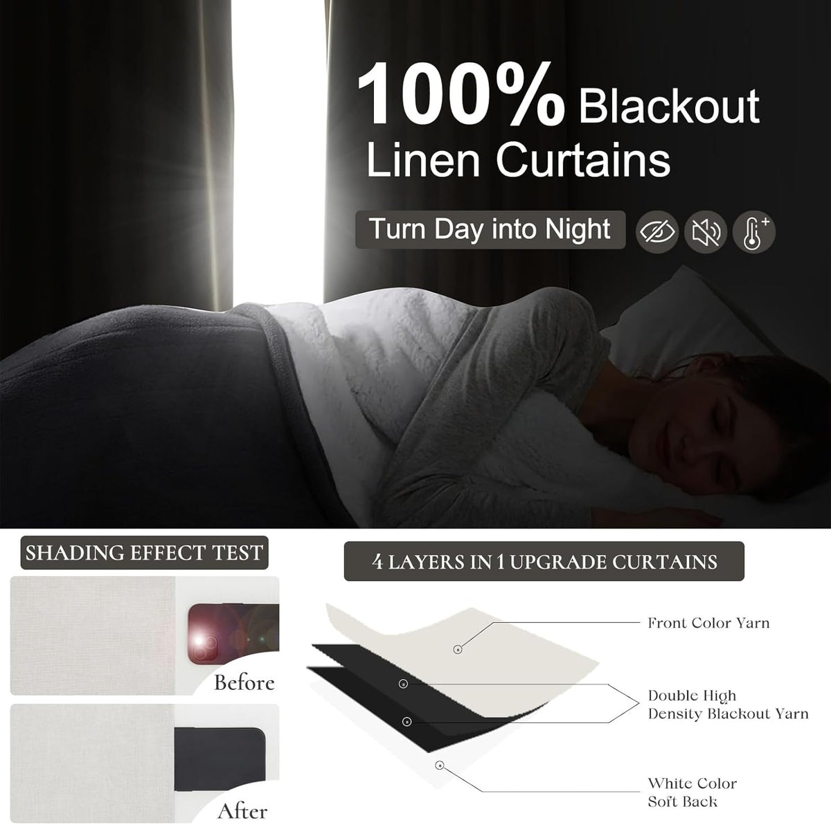 Extra Long Floor to Ceiling 132 Inch Viral Curtains for Living Room, Pinch Pleated Cream Blackout