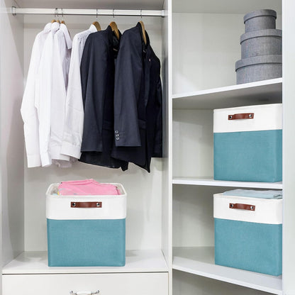 13x13 Cube Storage Bins, Collapsible Fabric Storage Box, 4 Pack Closet Baskets with Handles for