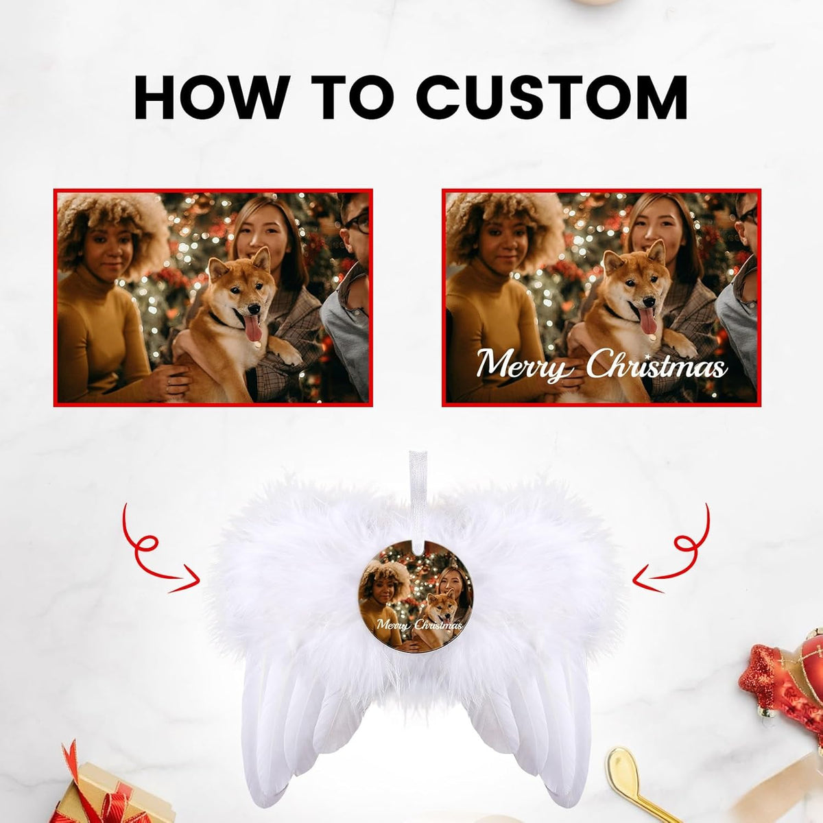 Personalized Christmas Ornaments 2024 Customized with Photo Text Ornament Keepsake Pet First