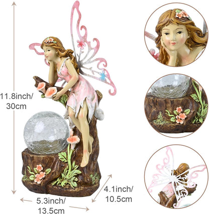 Garden Fairy Statue Outdoor Decor-Solar Flower Fairy Figurines-Garden Fairies Statues Decoration