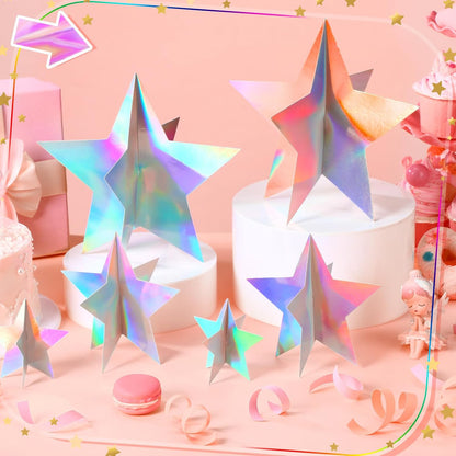 45 Pcs 3D Star Centerpieces Movie Night Decorations for Table in 3 Size Hanging Supplies for Red