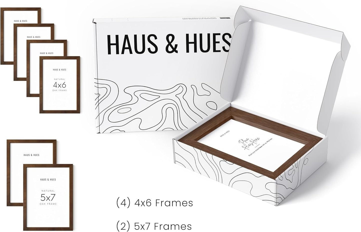 HAUS AND HUES Walnut Oak Wood Gallery Wall Tabletop Frames Made with Real American Oak and