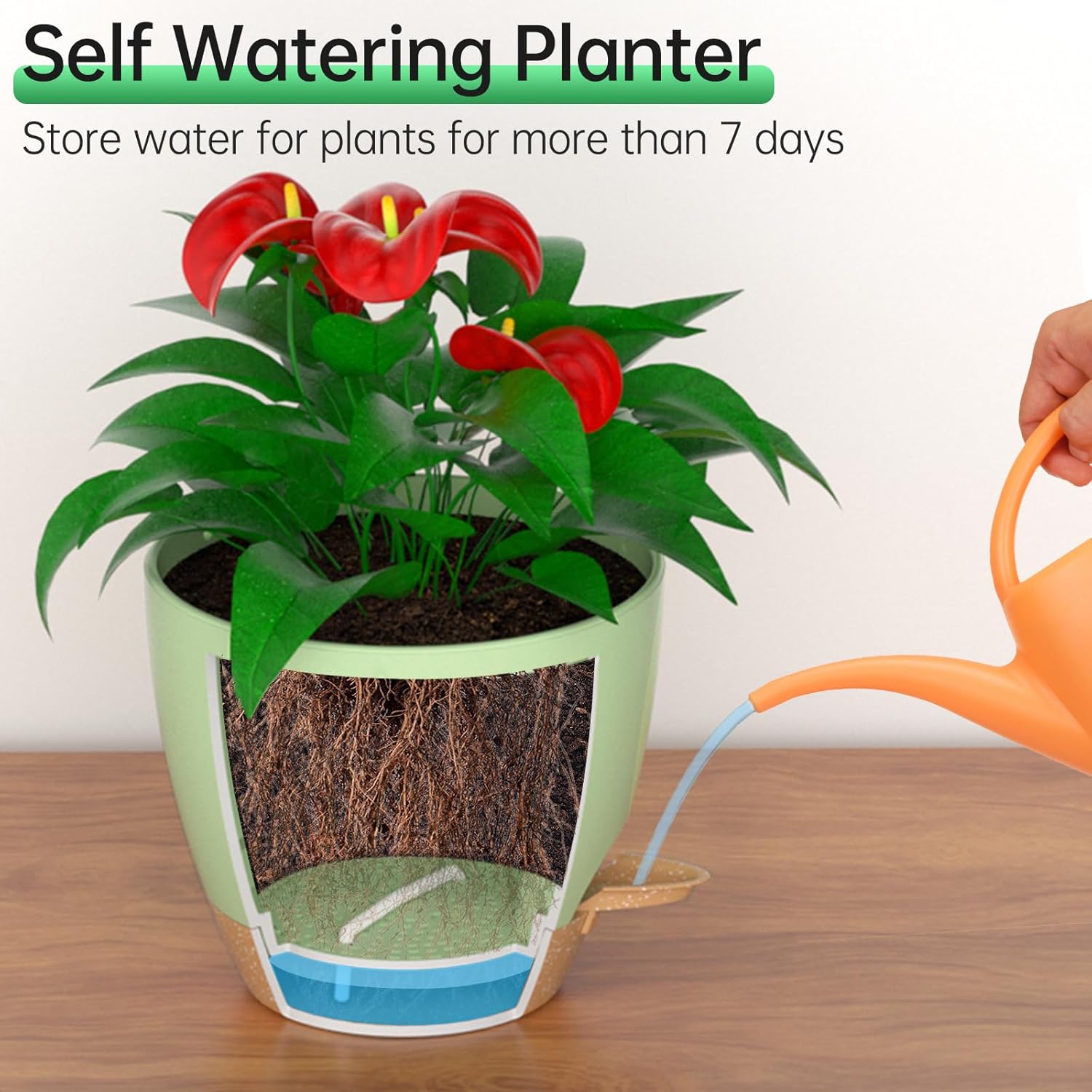 ZMTECH 10 Inch Hanging Planters for Indoor Outdoor Plants, 2 Pack Self Watering Hanging Plant Pots