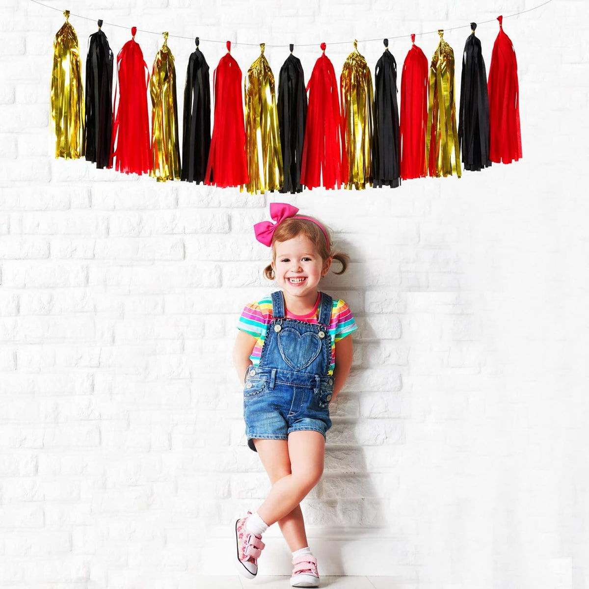 Black-Red Gold Party-Decorations Tassel Garland - 15pcs Graduation Tassels Banner Birthday Casino