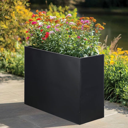 Metal Rectangular Planter Box Tall Planters for Outdoor Plants Modern Heavy Duty with Drainage
