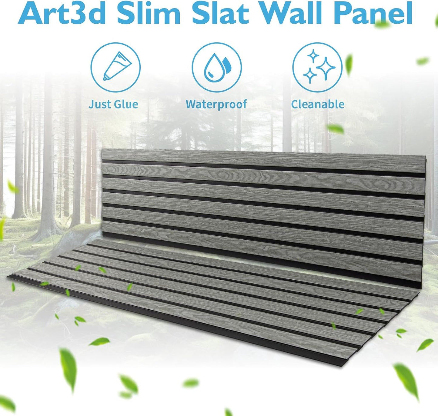 Art3d 4-Pack Glue-On Six-Grid Wainscoting Panel for Interior Wall Decor - 104 x 12 Inch Polystyrene