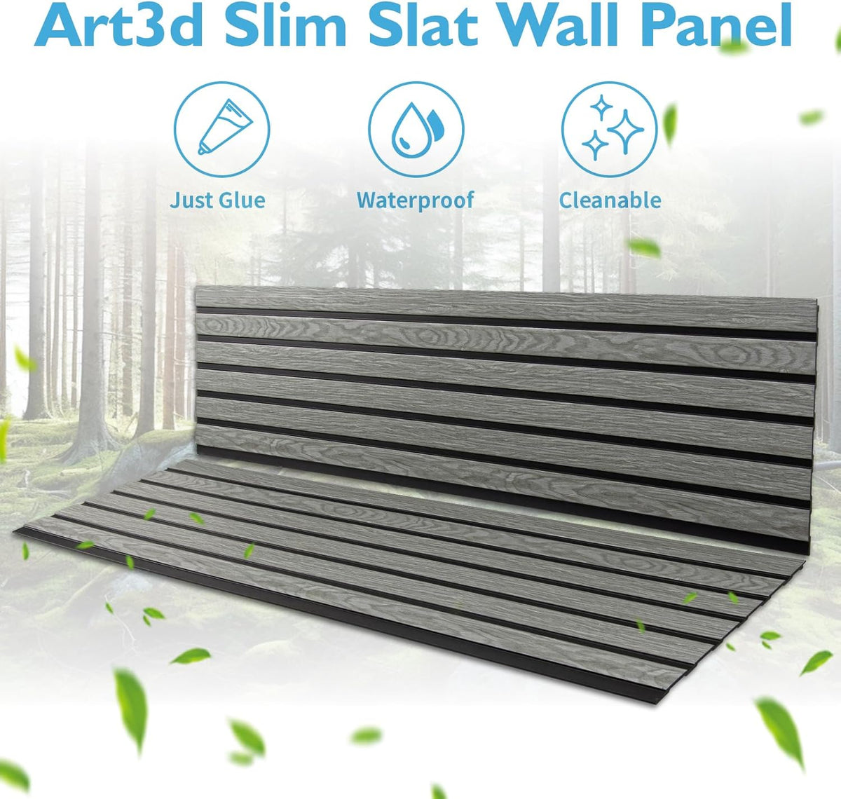 Art3d 4-Pack Glue-On Six-Grid Wainscoting Panel for Interior Wall Decor - 104 x 12 Inch Polystyrene