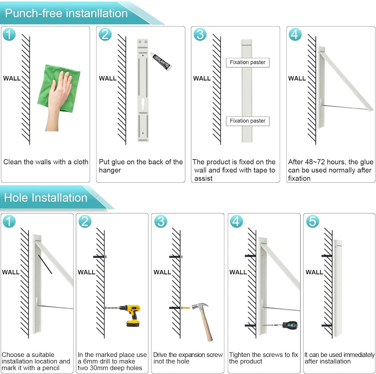 Retractable Clothes Drying Rack,Space Saver Wall Mounted Folding Hanger for Laundry Room, Closet