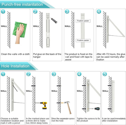 Retractable Clothes Drying Rack,Space Saver Wall Mounted Folding Hanger for Laundry Room, Closet