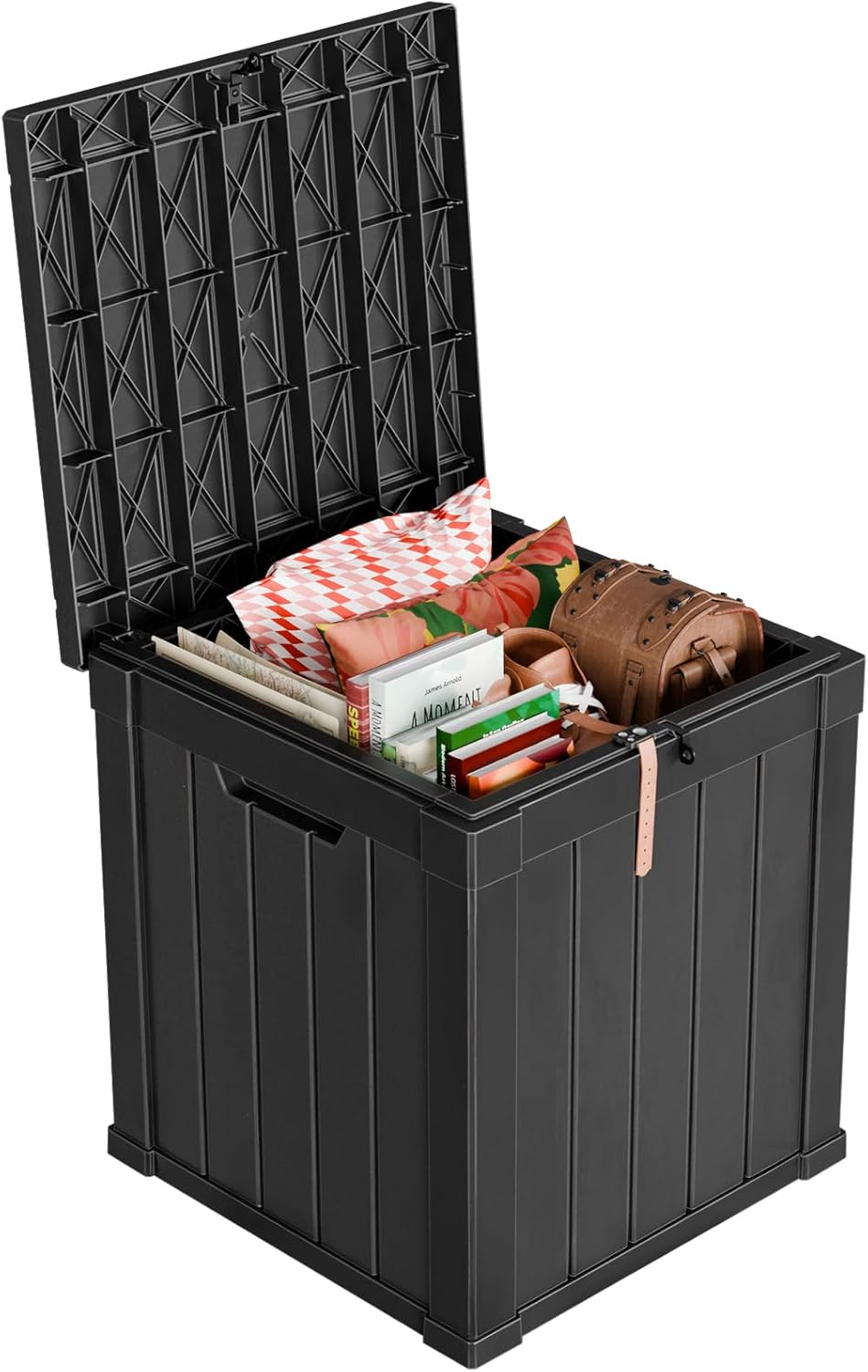 51 Gallon Resin Deck Box, Lockable Patio Outdoor Storage Box for Furniture, Garden Tools and Tools