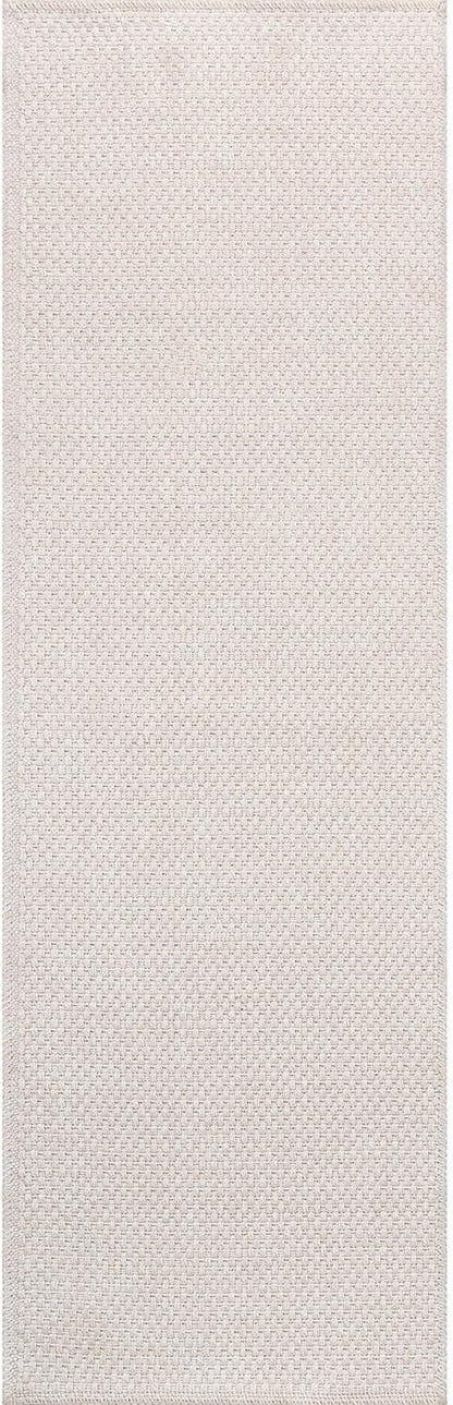 CAMILSON Indoor and Outdoor Runner Rug Off-White Solid Woven Design Easy-Cleaning Non Shedding