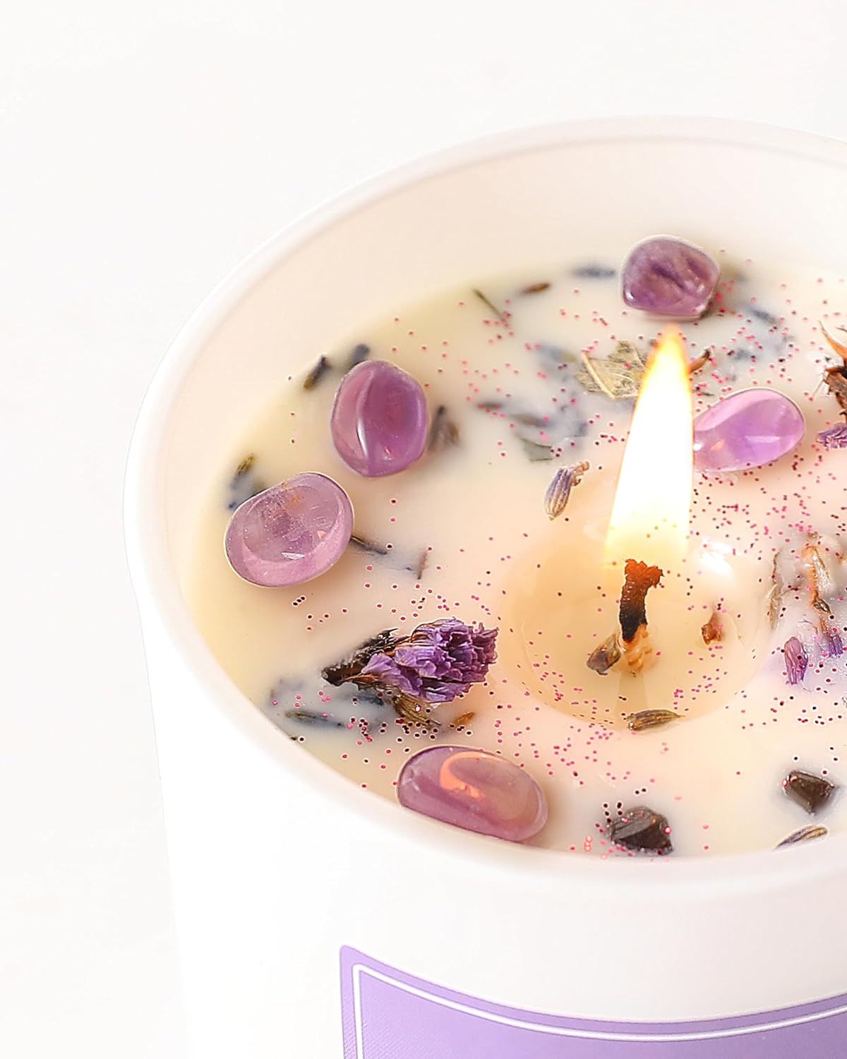AOOVOO Lavender Scented Candles for Women - Aromatherapy Candle with Crystals Inside, 10oz Soy