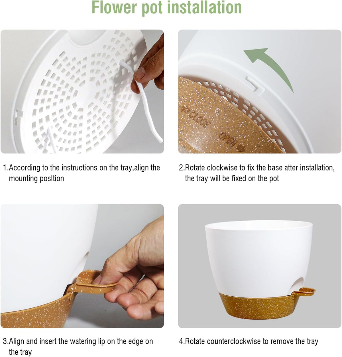 10/9/8 inch Medium Self Watering Pots, Planter, Plant Pots with Mesh Drainage Holes for Indoor