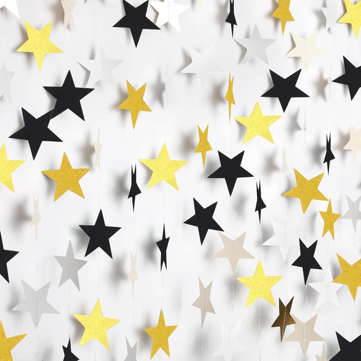 Patelai Glitter Star Garland Banner Decor 130 Feet Star Hanging Bunting Banner Twinkle Backdrop for