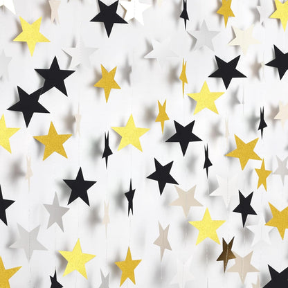 Patelai Glitter Star Garland Banner Decor 130 Feet Star Hanging Bunting Banner Twinkle Backdrop for