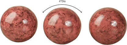Cambria Cinnabar Marbled Orbs Sphere Balls 4 inches Diameter for Centerpiece Bowl and Tray Displays