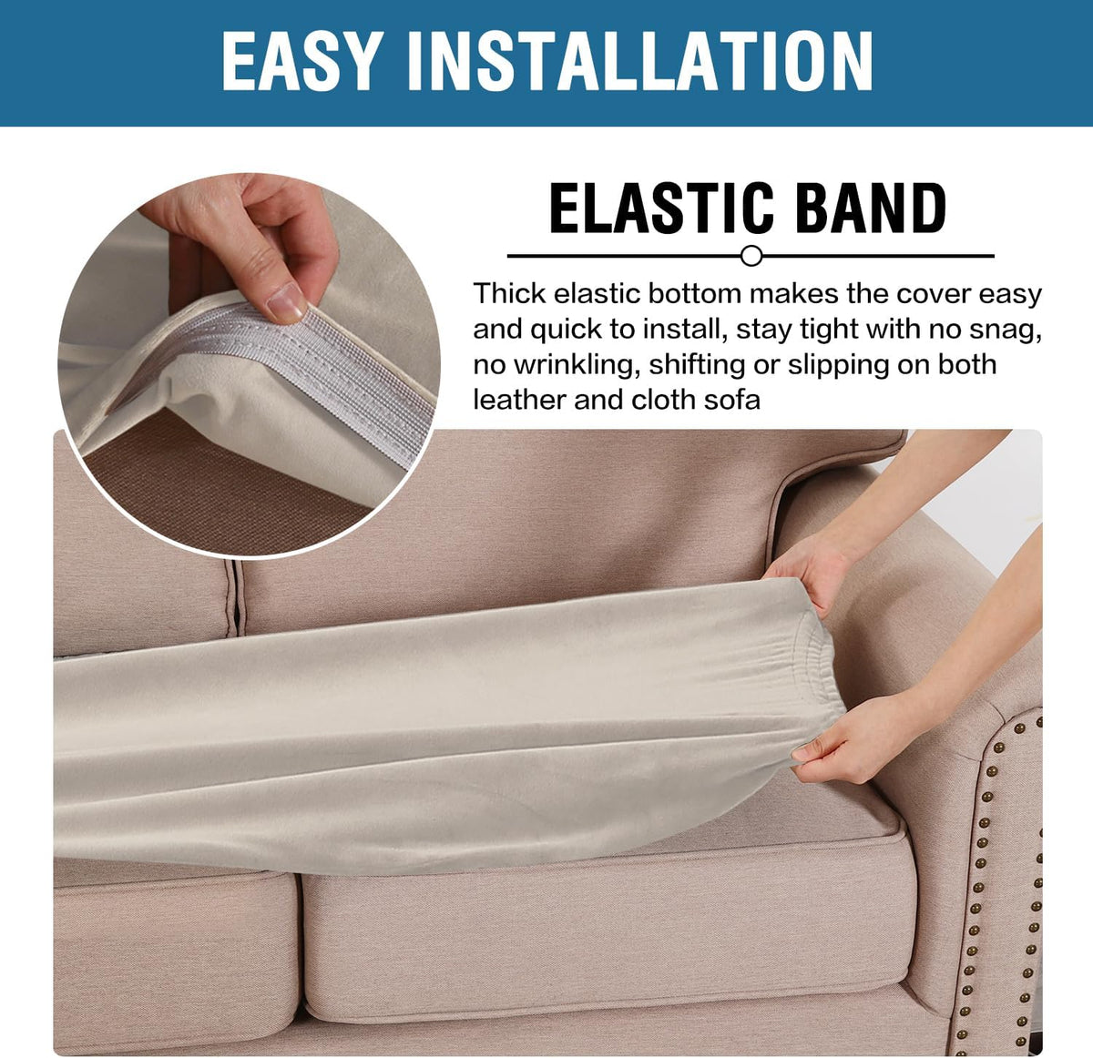 H.VERSAILTEX Velvet Stretch Individual Couch Cushion Cover Plush Cushion Slipcover for Loveseat
